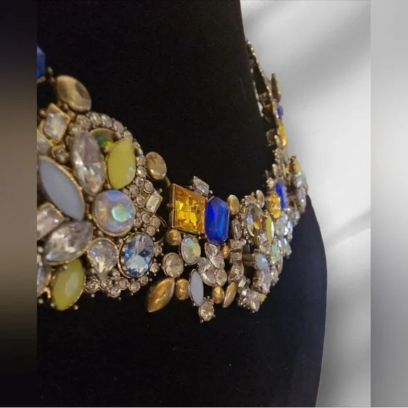 Vintage Multicolor Rhinestone Statement Necklace - Picture 4 of 6